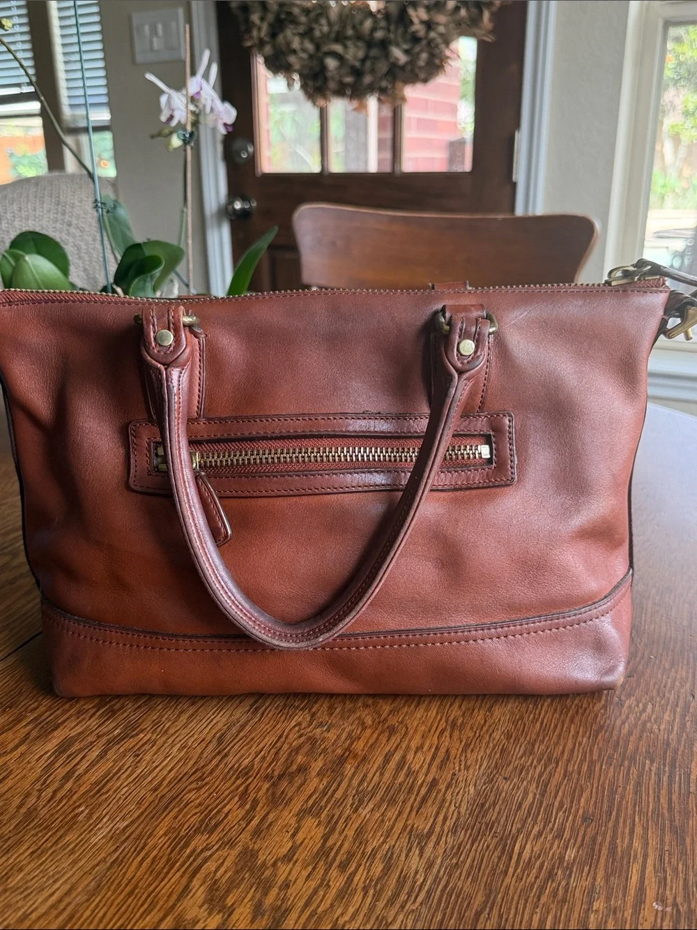 COACH Vintage Legacy Leather Molly E/W Satchel Caramel Brown 21132